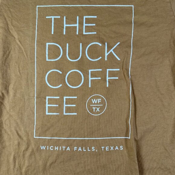 The Duck Coffee Small Yellow Gold Long Sleeve Graphic T-Shirt Wichita Fals Texas - Picture 2 of 7
